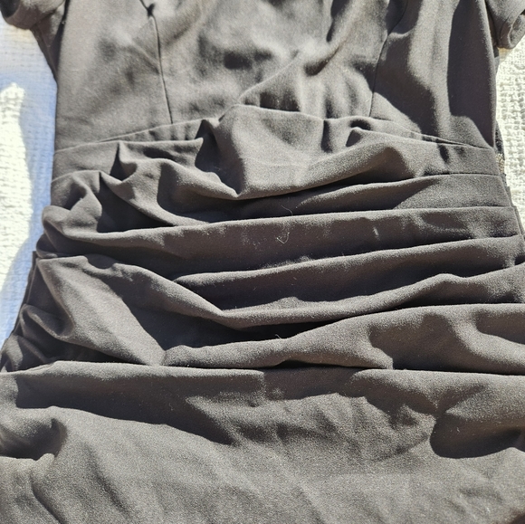 Bcbgmaxazria Dress Women's Black Size Medium Lace Back Ruched Waist BCBG - Picture 2 of 16